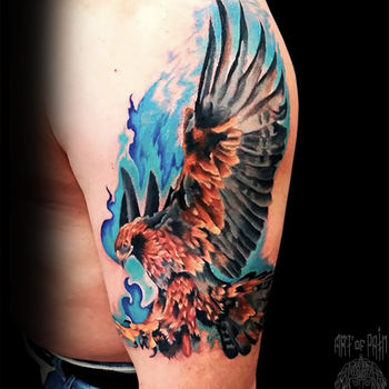 Татуировка мужская реализм на плече орел