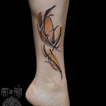 Татуировка женская акварель на икре цветок