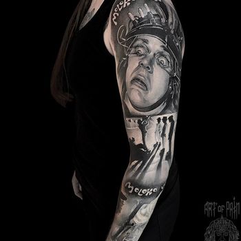 Татуировка женская реализм тату-рукав портрет 