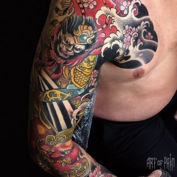 Татуировка мужская япония тату-рукав царь обезьян