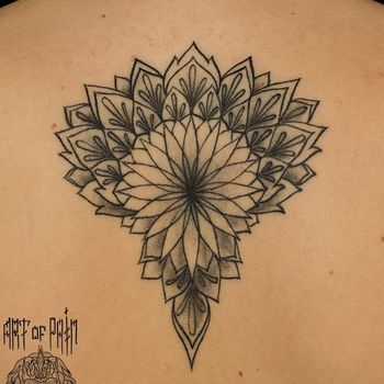Татуировка женская графика на спине узор