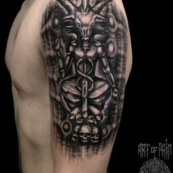 Татуировка мужская хоррор на плече сатана