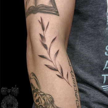Татуировка женская графика на руке растение