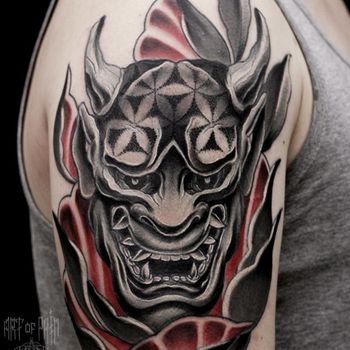 Татуировка мужская япония на плече ханья