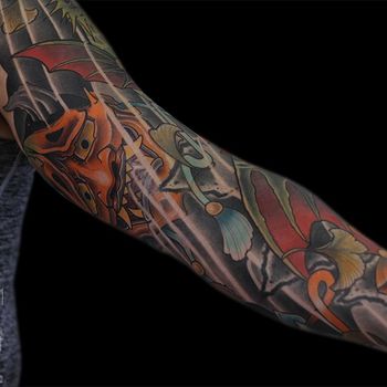 Татуировка мужская япония тату-рукав ханья