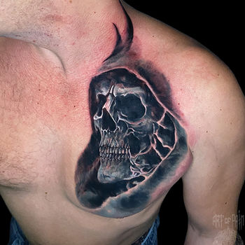 Татуировка мужская реализм на груди смерть