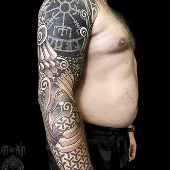 Татуировка мужская орнаментал тату-рукав узор