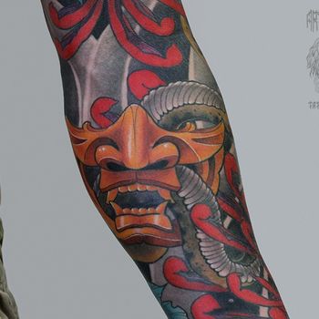 Татуировка мужская япония тату-рукав маска