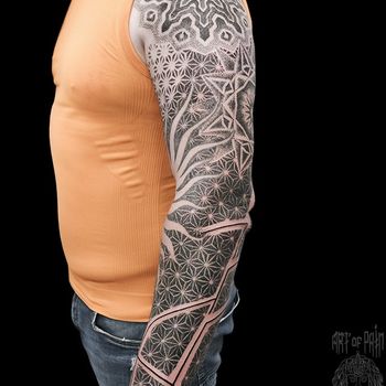 Татуировка мужская орнаментал тату-рукав узор