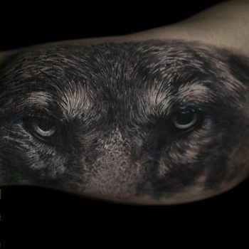 Татуировка мужская реализм на руке волк
