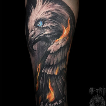 Татуировка мужская реализм на предплечье орел