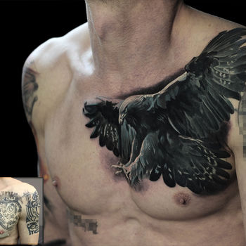 Татуировка мужская реализм на груди орел