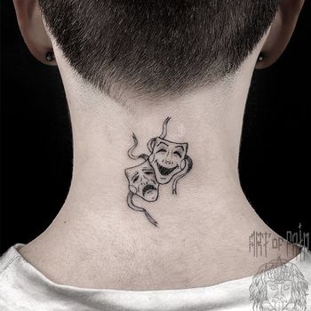 Татуировки иероглифа на шее для мужчин