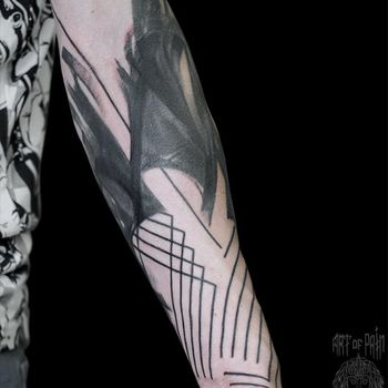 Татуировка мужская графика на руке узор blackwork