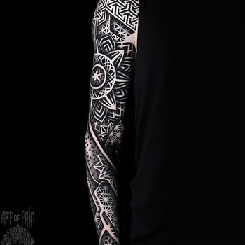 Татуировка мужская орнаментал тату-рукав орнамент