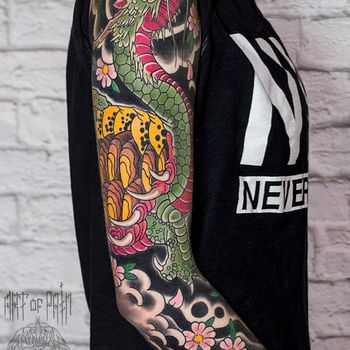 Татуировка женская япония тату-рукав черепаха