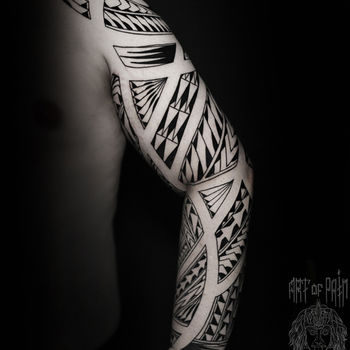 Татуировка мужская полинезия тату-рукав орнамент