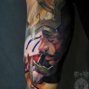 Татуировка мужская фентези на руке железный человек 