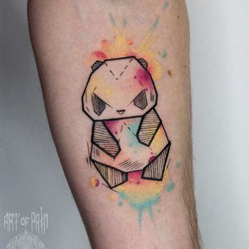 татуировка женская акварель на предплечье панда