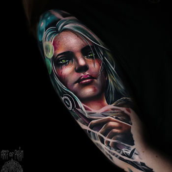 Татуировка женская реализм на плече девушка портрет