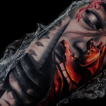 Татуировка мужская реализм на руке самурай