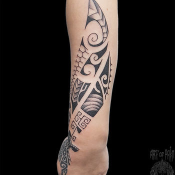 Татуировка женская полинезия на руке узор