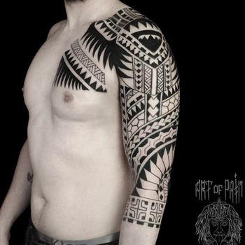 Татуировка мужская полинезия рукав узор