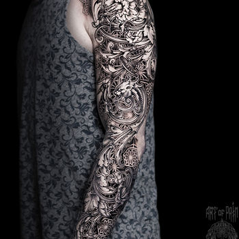 Татуировка мужская орнаментал тату-рукав узоры