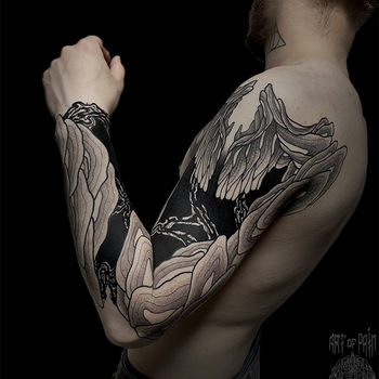 Татуировка мужская графика тату-рукав узор