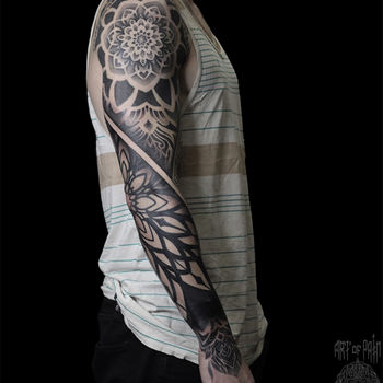 Татуировка мужская орнаментал тату-рукав мандалы и узоры